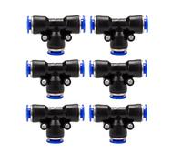 Ujjdwiurgh Lot de 100 raccords pneumatiques en polyéthylène de type T 3 voies pour tube en T de 4 mm, 6 mm, 8 mm, 10 mm, verrouillage rapide PE-6