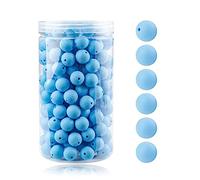 Ujjdwiurgh Lot de 105 perles rondes en silicone de 15 mm pour fabrication de colliers, bracelets, cordons, porte-clés D