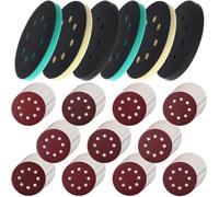 Ujjdwiurgh Lot de 116 disques de ponçage en mousse pour ponceuse orbitale à 8 trous de 12,7 cm et 110 disques de ponçage rouges, grain 40 à 600