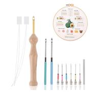 Ujjdwiurgh Lot de 12 aiguilles de poinçonnage réglables avec poignée en bois