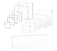 Ujjdwiurgh Lot de 12 Blocs de Tampons en Acrylique Transparents, Blocs de Tampons de Tailles Assorties avec Lignes de Grille pour L'Artisanat