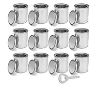Ujjdwiurgh Lot de 12 boîtes de peinture vides avec couvercles - Seau de peinture non doublé de 0,4 l - Seau de peinture non doublé pour travaux manuels et projets de bricolage