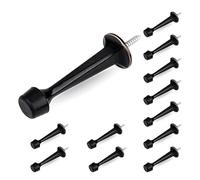 Ujjdwiurgh Lot de 12 butées de porte rigides robustes avec embouts en caoutchouc en alliage de zinc moulé sous pression pour murs et portes - Noir et rouge