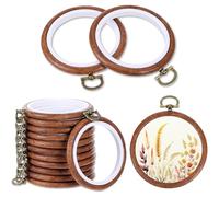 Ujjdwiurgh Lot de 12 cercles à broder circulaires de 7,6 cm en bois et caoutchouc pour couture, bricolage, cadeaux à suspendre