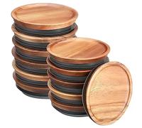 Ujjdwiurgh Lot de 12 couvercles de bocaux réutilisables en bois avec joint hermétique en silicone, 8,9 cm de large