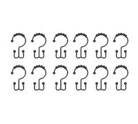 Ujjdwiurgh Lot de 12 crochets de rideau de douche en acier inoxydable - Double anneau coulissant pour salle de bain - Noir