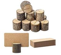 Ujjdwiurgh Lot de 12 mini porte-cartes en bois de qualité supérieure et 24 cartes de table, mini porte-numéros de table rustiques, faciles à installer et à utiliser