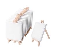 Ujjdwiurgh Lot de 12 mini toiles de 10,2 x 10,2 cm et mini chevalet en bois de 8 x 16 cm pour peinture, dessin, école, étudiants, artistes