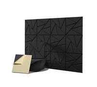 Ujjdwiurgh Lot de 12 Panneaux Acoustiques avec Autocollants, 12 Panneaux en Mousse InsonoriséE de 12 X 0,4 Pouces, Panneaux Acoustiques Haute Densité, Noir