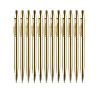 Ujjdwiurgh Lot de 12 stylos à bille fins dorés à encre noire de 1 mm, pointe moyenne rétractable, pour étudiants, enseignants, bureau