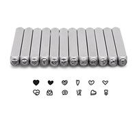 Ujjdwiurgh Lot de 12 Tampons en MéTal en Forme de CœUr (Amour), 3 Mm (1/8 Pouce) Kit de Tampons en MéTal pour PoinçOnnage en MéTal