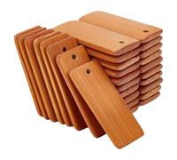 Ujjdwiurgh Lot de 120 étiquettes rectangulaires en bois naturel pour porte-clés, bouteille de vin, facile à installer
