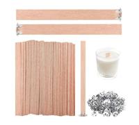 Ujjdwiurgh Lot de 120 mèches de bougie épaisses en bois naturel sans fumée de 13 x 1,3 cm pour la fabrication de bougies