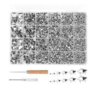 Ujjdwiurgh Lot de 1222 clous pyramides carrés pour vêtements, loisirs créatifs, clous pour veste en cuir, rivets, sacs en métal punk