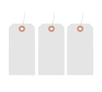 Ujjdwiurgh Lot de 125 étiquettes à suspendre avec œillet et fil renforcés, en carton pré-attaché, pour étiquetage de prix, 11,4 x 6,3 cm, faciles à installer et à utiliser