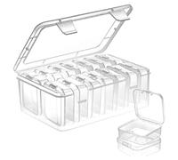 Ujjdwiurgh Lot de 15 petites boîtes de rangement transparentes en polypropylène avec couvercle à charnière pour bijoux, facile à installer et à utiliser