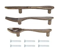 Ujjdwiurgh Lot de 15 poignées de tiroir pour couteau, cuillère, fourchette, placard de cuisine, placard, 7,6 cm de centre à centre en bronze