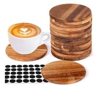 Ujjdwiurgh Lot de 16 dessous de verre ronds en bois brut de 10,2 cm avec points en silicone antidérapants pour travaux manuels pour projets de bricolage teintés