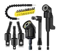 Ujjdwiurgh Lot de 17 extensions de forets flexibles, 3 adaptateurs rotatifs, 3 embouts de perceuse à angle droit, 10 embouts de tournevis