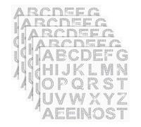 Ujjdwiurgh Lot de 170 autocollants en strass argentés, 5 feuilles de 34 lettres de l'alphabet à paillettes argentées