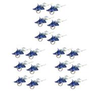 Ujjdwiurgh Lot de 18 ronds de serviette faits à la main en forme de fleur d'orchidée bleue pour décoration de table de mariage