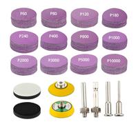 Ujjdwiurgh Lot de 188 disques abrasifs de 5,1 cm, crochet et boucle, assortiment de papier abrasif en céramique grain 60-10 000, disque de ponçage