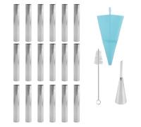 Ujjdwiurgh Lot de 19 moules à pâtisserie en acier inoxydable anti-adhésif pour pâte à crème