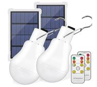 Ujjdwiurgh Lot de 2 ampoules solaires portables USB rechargeables avec minuterie à distance pour abri de jardin, randonnée, camping