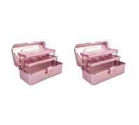 Ujjdwiurgh Lot de 2 boîtes de rangement empilables à 3 couches roses pailletées pour outils de couture