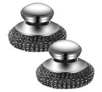 Ujjdwiurgh Lot de 2 brosses à vaisselle en acier inoxydable avec poignée pour nettoyer la vaisselle, la fonte, les marmites, les poêles