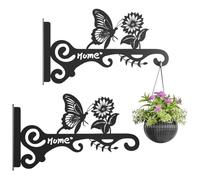 Ujjdwiurgh Lot de 2 cintres muraux décoratifs avec motif papillon - Crochets en métal pour plantes - 25,4 cm - Pour intérieur et extérieur - Supports de suspension inclus