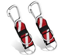 Ujjdwiurgh Lot de 2 connecteurs à double anneau fendu avec clips, mousqueton de plongée en acier inoxydable et sangle