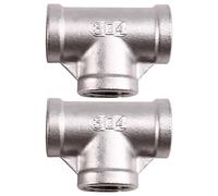 Ujjdwiurgh Lot de 2 connecteurs en T filetés femelles en acier inoxydable 304 BSPT 1,27 cm