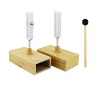 Ujjdwiurgh Lot de 2 diapasons 440 Hz Virbration - Couleur bois argenté + acier - Pour thérapie par le son, yoga, méditation et relaxation