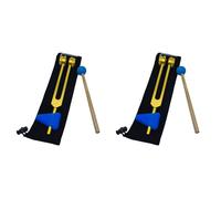 Ujjdwiurgh Lot de 2 diapasons OM136.1 en alliage d'aluminium avec marteaux pour guérison des chakras, thérapie par le son, soulager le stress, doré