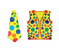 Ujjdwiurgh Lot de 2 Ensembles de Costumes de Clown Perruque de Clown Gilet de Nez pour Acclamer Halloween Cosplay FêTes de Carnavals Habiller