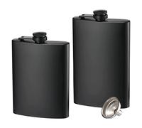 Ujjdwiurgh Lot de 2 Flasques pour Liqueur, Flacons Minces éTanches en Acier Inoxydable de 8 Oz avec Entonnoir pour et Femmes (Noir Mat)