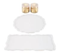 Ujjdwiurgh Lot de 2 moules en silicone irréguliers en résine époxy pour loisirs créatifs (rectangulaire + rond)