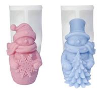 Ujjdwiurgh Lot de 2 moules en silicone Père Noël en forme de flocon de neige pour bougies parfumées en plâtre, savon, résine
