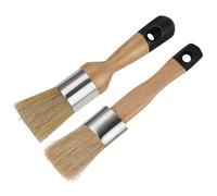 Ujjdwiurgh Lot de 2 pinceaux de peinture à la craie et à la cire, comme indiqué, outil de peinture à la craie en bois pour meubles, réutilisable plat et rond