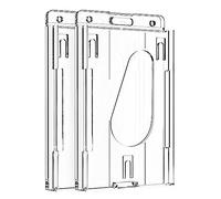 Ujjdwiurgh Lot de 2 porte-badges verticaux en plastique rigide transparent avec fente pour le pouce