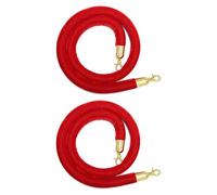 Ujjdwiurgh Lot de 2 Poteaux en Velours avec Crochets Dorés, Corde de Contrôle des Foules, Barrière de Sécurité, Décoration de Tapis Rouge, 1,5 M, Rouge