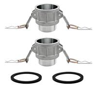 Ujjdwiurgh Lot de 2 raccords de tuyau en aluminium de type B avec 2 joints à camlock de 5,1 cm - Prise de 5,1 cm x 5,1 cm NPT mâle