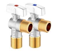 Ujjdwiurgh Lot de 2 robinets à boisseau sphérique en laiton pour entrée d'eau chaude et froide 20 mm