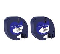 Ujjdwiurgh Lot de 2 Rubans D'Étiquettes Compatibles pour D'Étiquettes en Plastique Noir sur Blanc pour Étiqueteuse