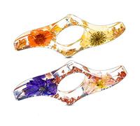 Ujjdwiurgh Lot de 2 supports de livre en résine faits à la main en forme de fleurs séchées légères et marque-pages (style frais)