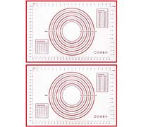 Ujjdwiurgh Lot de 2 tapis de cuisson anti-adhésifs en silicone avec mesures parfaites pour pizza, gâteau, pain