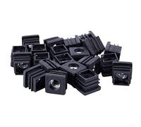 Ujjdwiurgh Lot de 20 embouts carrés pour tuyau - Filetage M8 - 20 x 20 mm - Noir