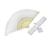 Ujjdwiurgh Lot de 20 éventails blancs pliants élégants en soie pour mariage 15,2 cm