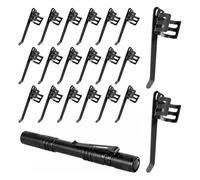 Ujjdwiurgh Lot de 20 Pinces de Poche Noires en Acier pour Lampes-Stylos et Accessoires, pour la Fixation des Lampes de Poche